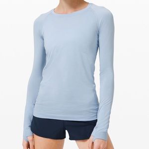 lululemon athletica Light Blue Long Sleeve Crew Top